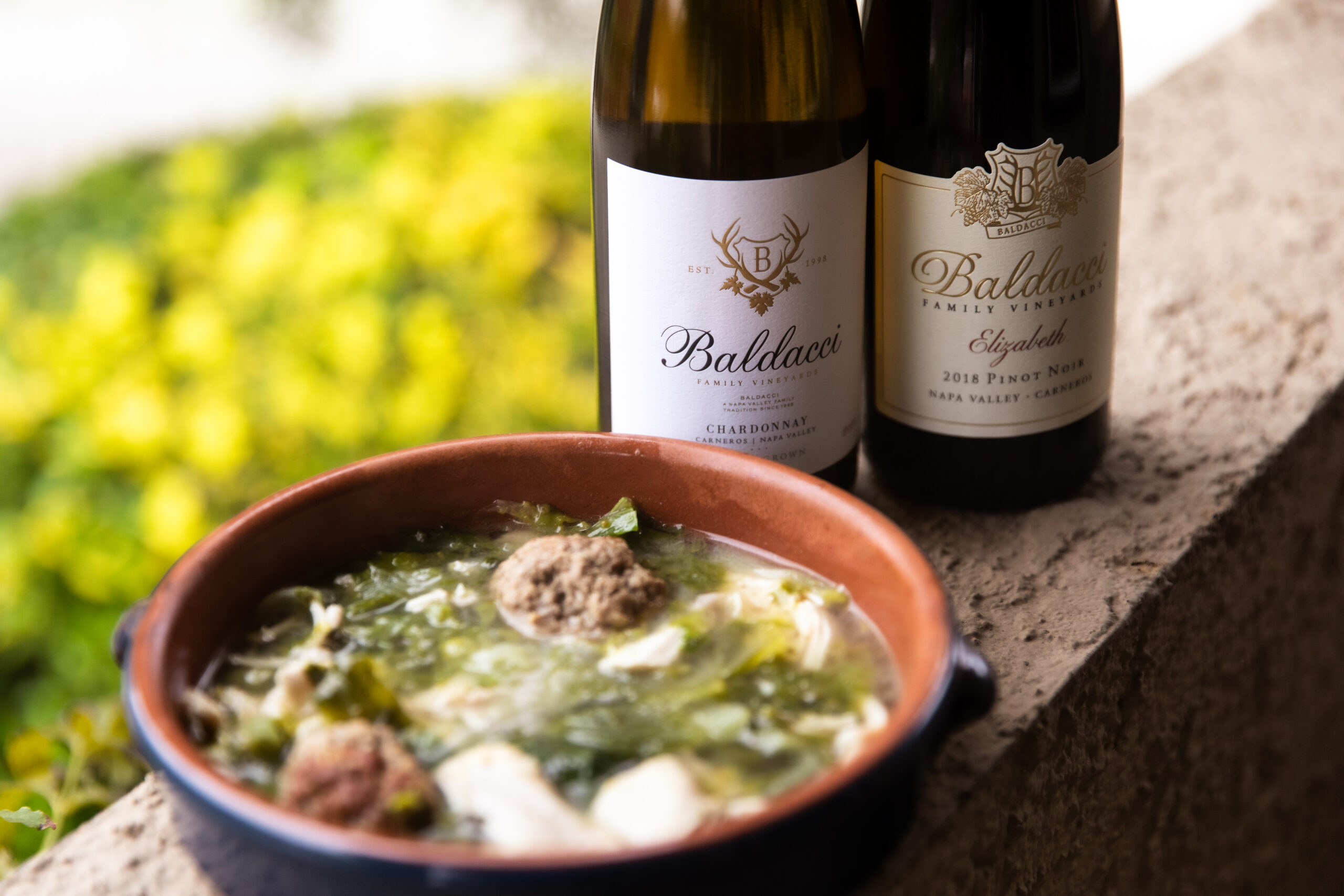 a bowl of Italian wedding soup